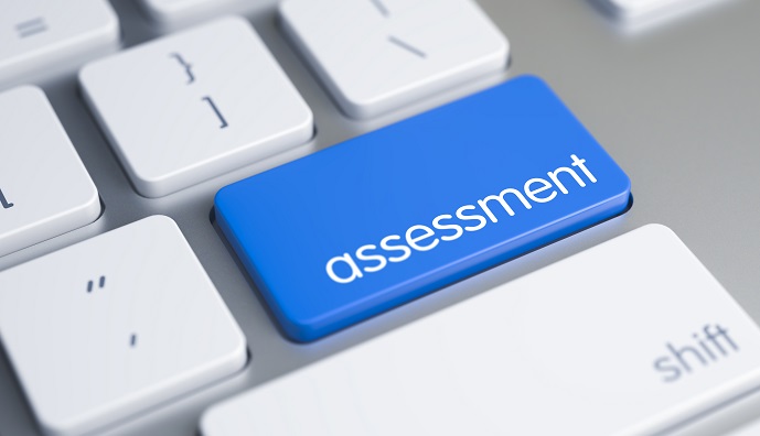 keyboard with blue assessment key