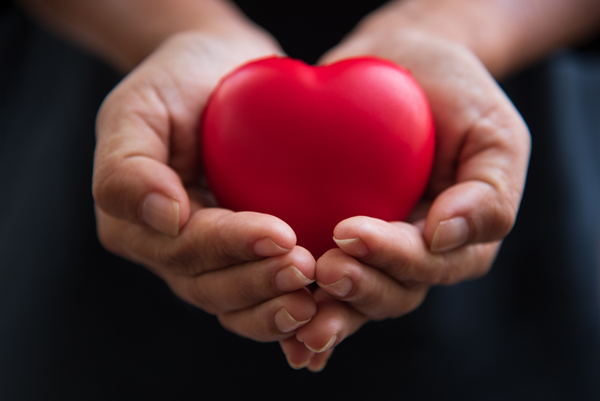Handles cradling a heart to convey empathy
