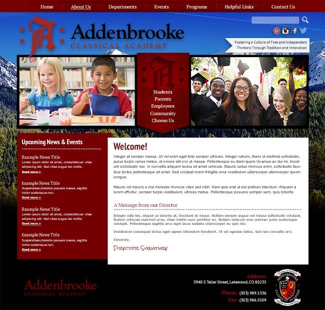 Beautiful School Website: Addenbrooke Classical Academy