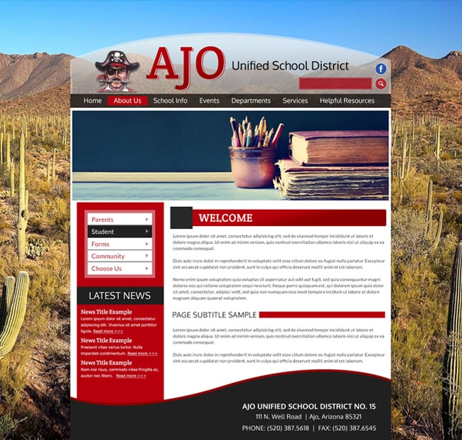 Unified School District Website Template: Ajo