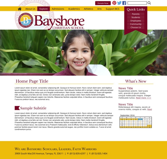 Customized Christian School Template: Bayshore Christian School