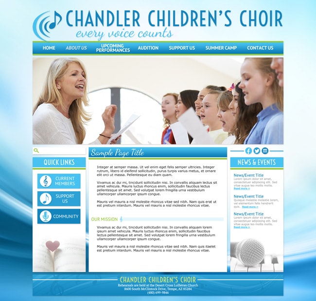 Choir Website Template: Chandler Children's Choir