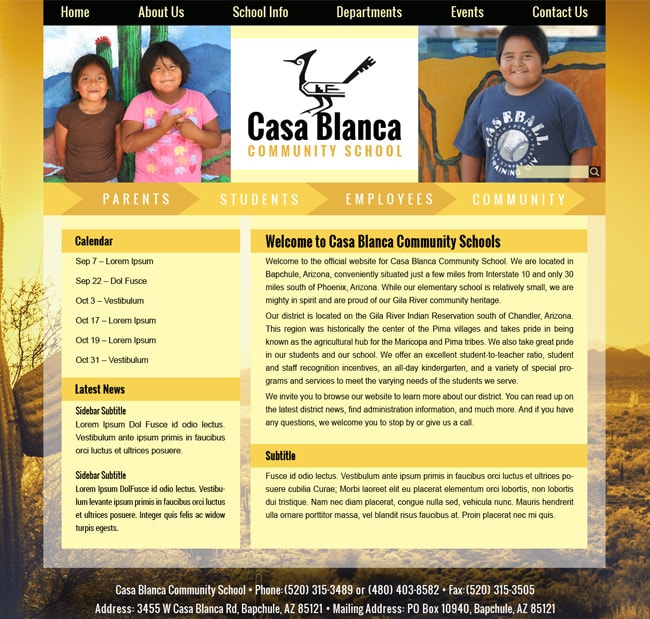 American Indian School Website: Casa Blanca