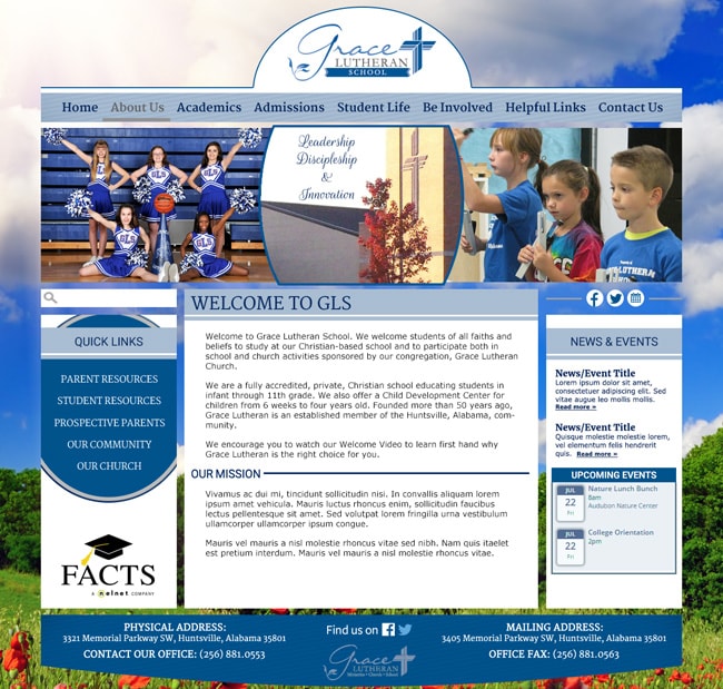 Website Template for Lutheran School: Grace Lutheran