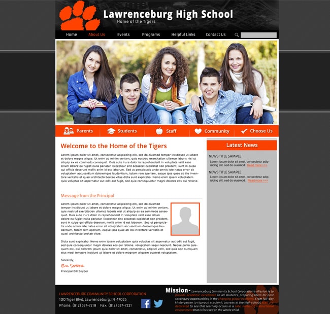 High School Website Template: Lawrenceburg HS