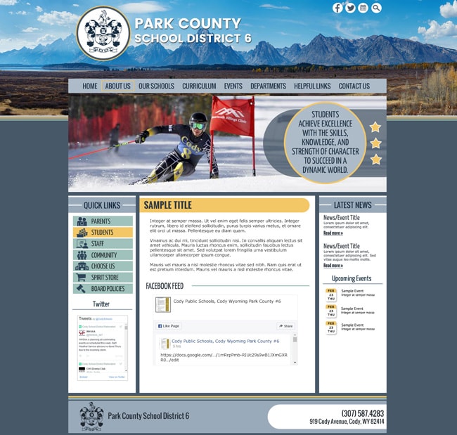 School District Website Template: Park County School District