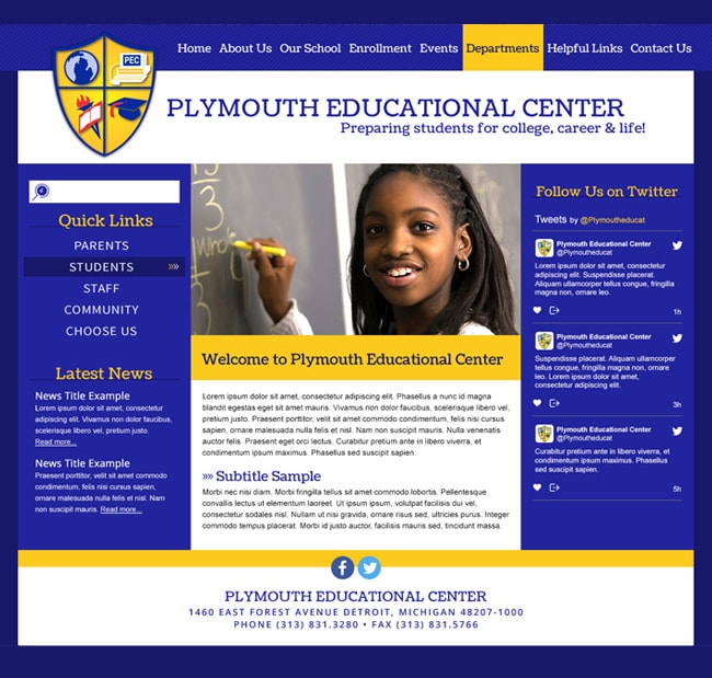 District Website Templates: Plymouth Educational Center