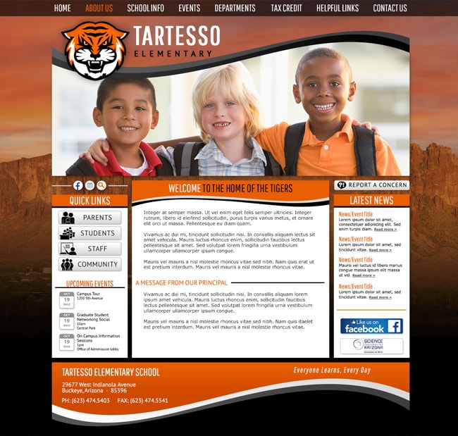 Elementary School Website Template: Tartesso