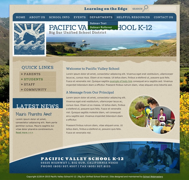 School Website Template: Pacific Valley