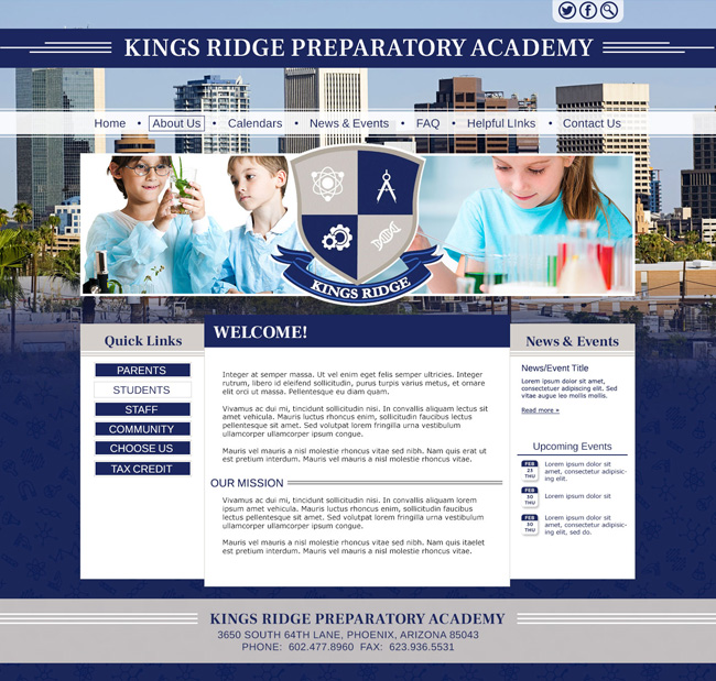 Preparatory School Template: Kings Ridge Preparatory Academy