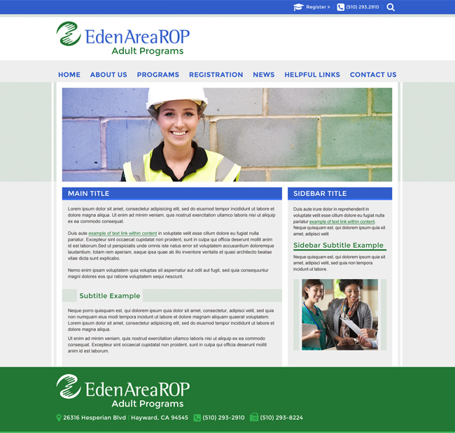 Template Adult Programs Website: Eden Area ROP Adult Programs
