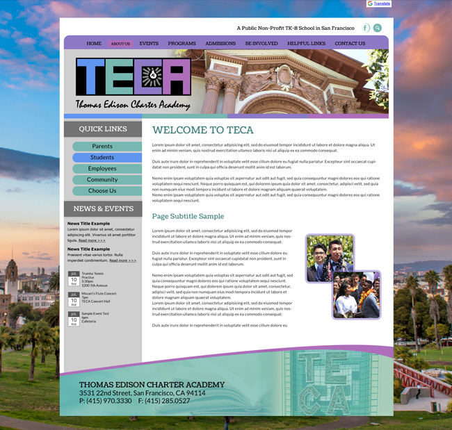 Thomas Edison Charter Academy Website Template