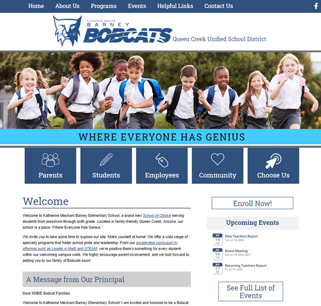 Customized School Website Katherine Barney School