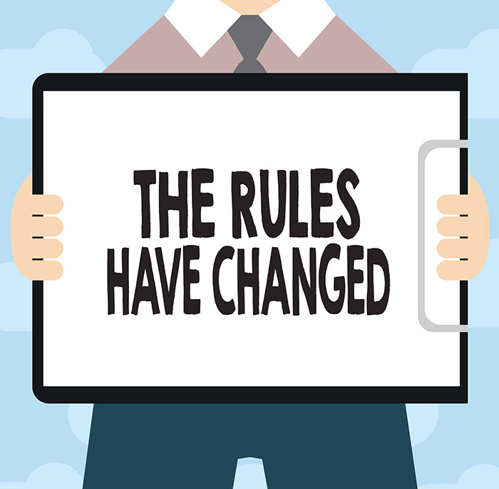 The rules have changed written on clipboard