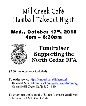 Mill Creek Cafe Hamball Takeout Night