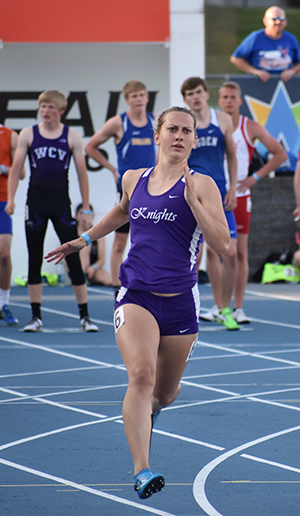 Grace running in the 200 meter dash
