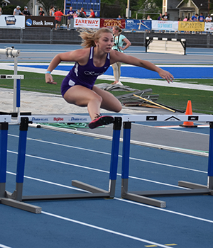 Andrea running the shuttle hurdle