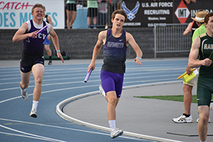 Ethan Running the 100 segment of the spring relay
