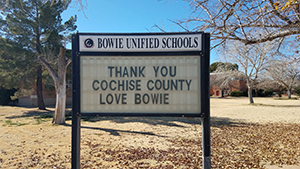 Thank you Cochise County Love Bowie outdoor sign