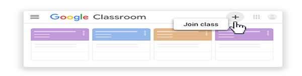 screenshot of google classroom, joining classroom
