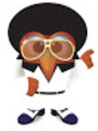 Cartoon owl in disco outfit