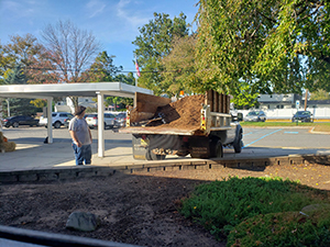 New mulch in truck with grounds crew