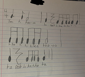 music notes and lyrics