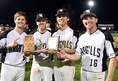 Baseball captains with trophy
