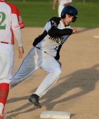Madison-Grant's Seth Lugar rounds third base