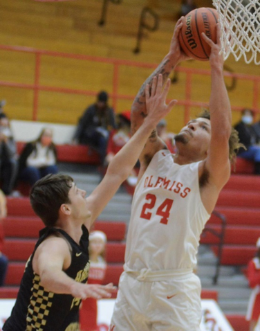 Close up of two players making a shot