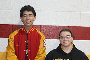 Ethan and Miley posing for the student of the month photo