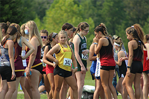 Female runners waiting at starting line