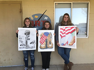 three students that competed Patriotic Art Awards