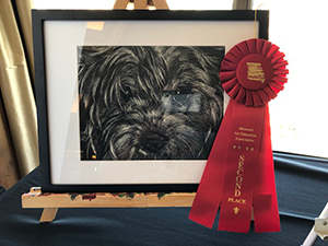 Ms. Grajek's artwork and ribbon