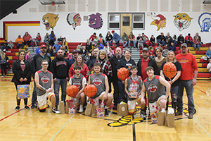 Boys basketball players and parents