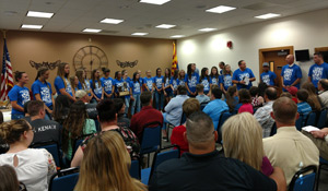 female track team being recognized for success