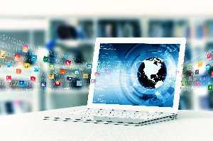 Laptop Computer displaying globe image