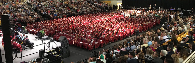 Class of 2018 getting ready to graduate in the school's auditorium