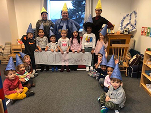 Students pose on the 100th day of school