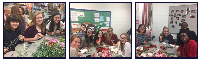 Students with flowers