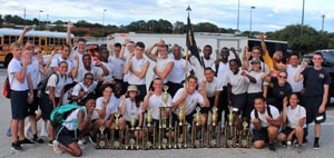 NJROTC Drill Team with trophies