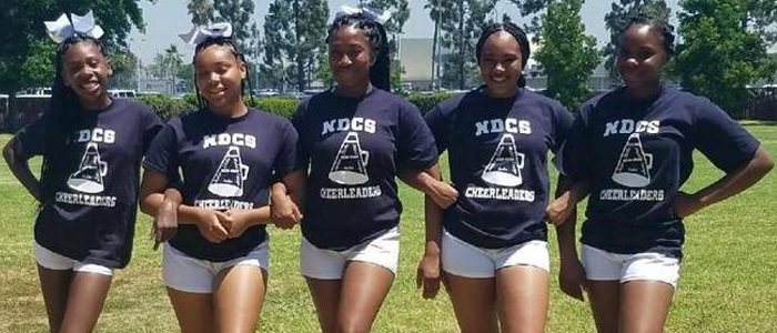 Five cheerleaders