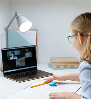 Student learning from home on a laptop