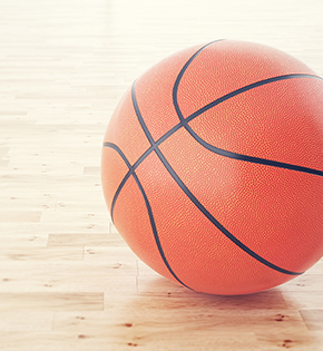 basketball on an empty court
