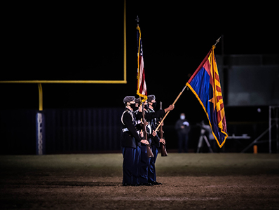 JROTC Battalion Presenting flags